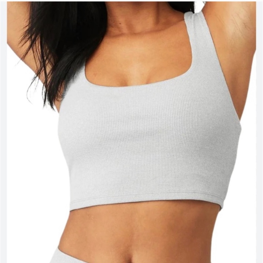 Alo Yoga | Alosoft Ribbed Chic Bra Tank | Grey Size Small